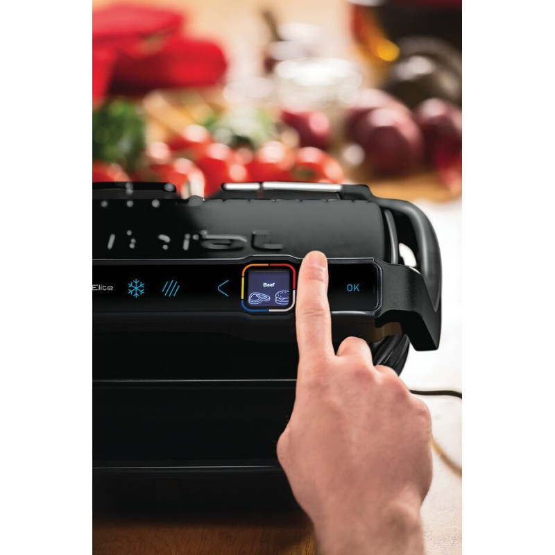 Tefal grill Tefal clamping OptiGrill Elite, 2000W, temp. regimes-15, removable plates, metal, black (GC750830)