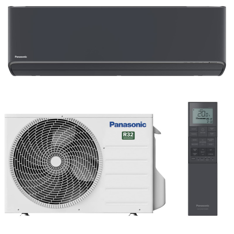 Panasonic Кондиционер Etherea 20м2 инвертор 7000BTU 2.0кВт A+++/A++ -20°С Wi-Fi R32 чёрный (CS-XZ20ZKEW-H/CU-Z20ZKE)