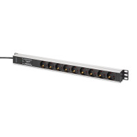 Digitus Aluminium PDU, Rackmountable, frequency filter, 2m 16A, 3600W,230VAC 50/60Hz,7x safety,2x outlet (DN-95438)
