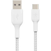 Belkin Кабель USB-A > USB-C зарядки/синхронизации, 1м, Type-C, витой, белый (CAB002BT1MWH)