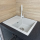 Adamant Kitchen sink Minimal, artificial stone, rectang., with drainboard, 615х495х200mm, bowl - 1, over-mounted, Old stone (000008521)