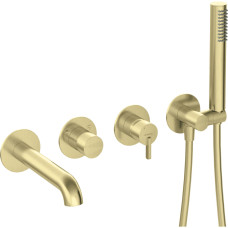 Deante Shower set Silia with bathtub mixer, hand shower, handle - concealed, brushed gold (BQS_R18P)