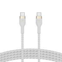 Belkin Cable USB-С - USB-C BRAIDED SILICONE, strap with magnet, 1m, white (CAB011BT1MWH)