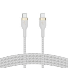 Belkin Cable USB-С - USB-C BRAIDED SILICONE, strap with magnet, 1m, white (CAB011BT1MWH)