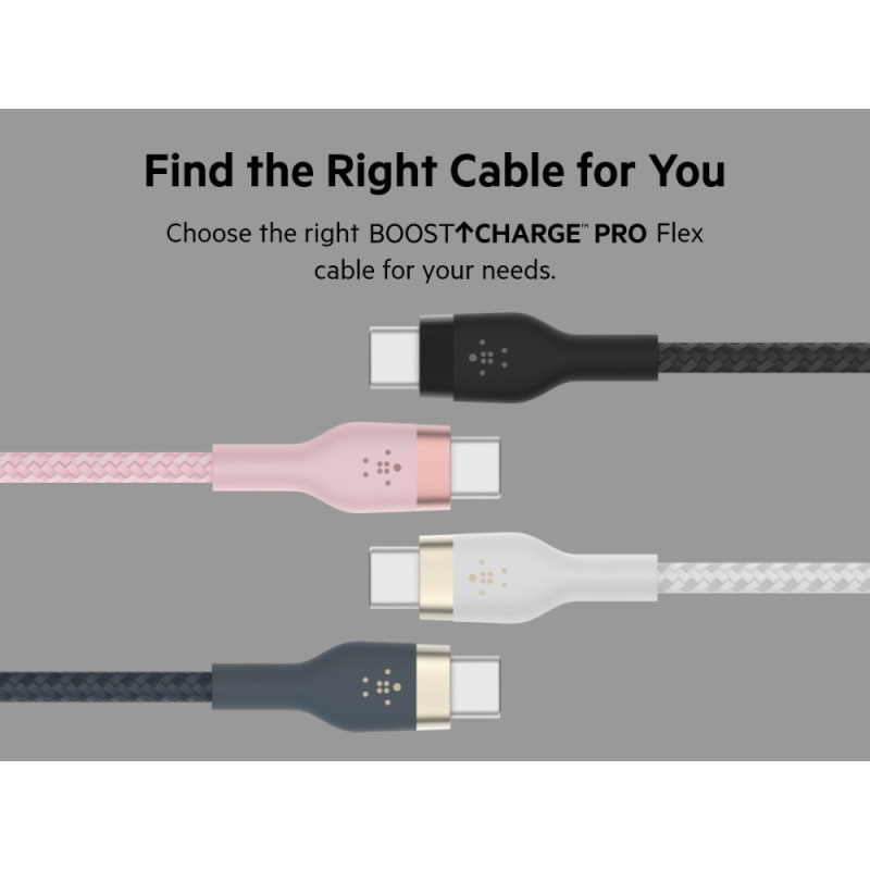 Belkin Cable USB-С - USB-C BRAIDED SILICONE, strap with magnet, 1m, white (CAB011BT1MWH)