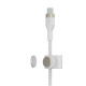 Belkin Cable USB-С - USB-C BRAIDED SILICONE, strap with magnet, 1m, white (CAB011BT1MWH)