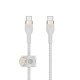 Belkin Cable USB-С - USB-C BRAIDED SILICONE, strap with magnet, 1m, white (CAB011BT1MWH)
