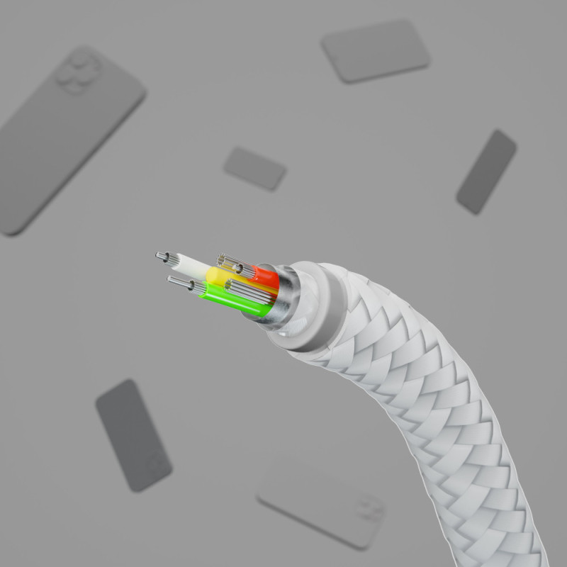 Belkin Cable USB-С - USB-C BRAIDED SILICONE, strap with magnet, 1m, white (CAB011BT1MWH)