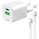 Зарядное устройство ColorWay C101A GaN Mini 20W PD PPS USB-C + USB-A QC4.0 + cable USB-C to USB-C black (CW-CHS062PDC-WT)