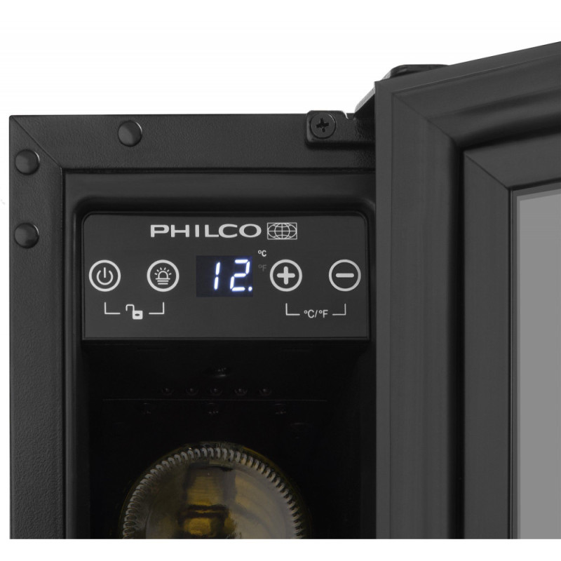 Philco Wine cooler 81.3х57х59.5, freez.-18L, 1 zone, bottles 6, display, backlight, black (PW6GBI)