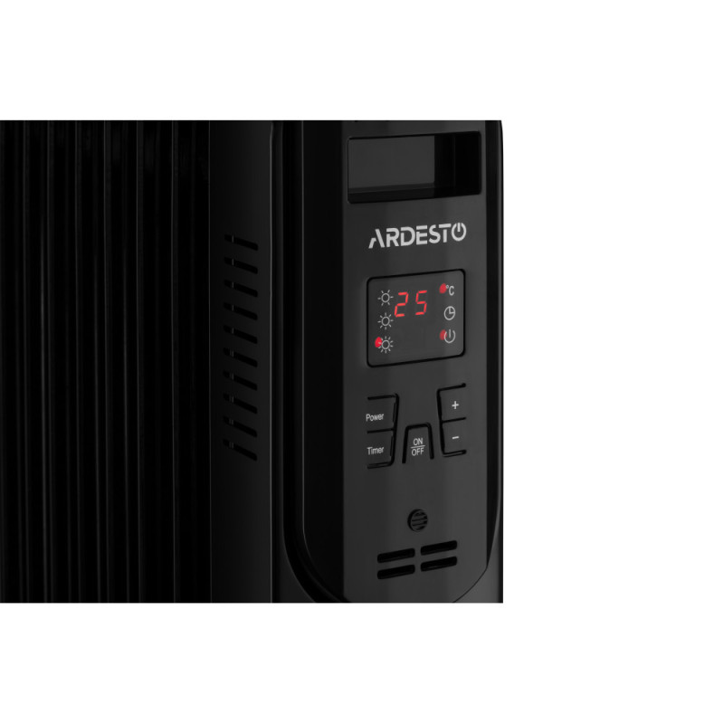 ARDESTO Масляный радиатор, 25м2, 2500Вт, электр. упр-ние, 11 секций, пульт ДУ, чёрный (OFH-E11X2)