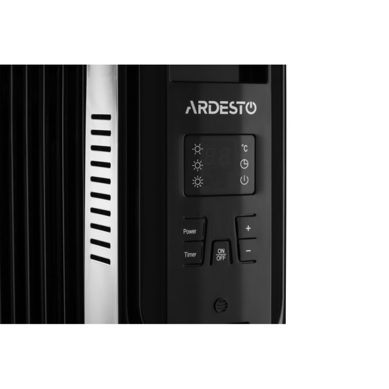 ARDESTO Масляный радиатор, 25м2, 2500Вт, электр. упр-ние, 11 секций, пульт ДУ, чёрный (OFH-E11X2)