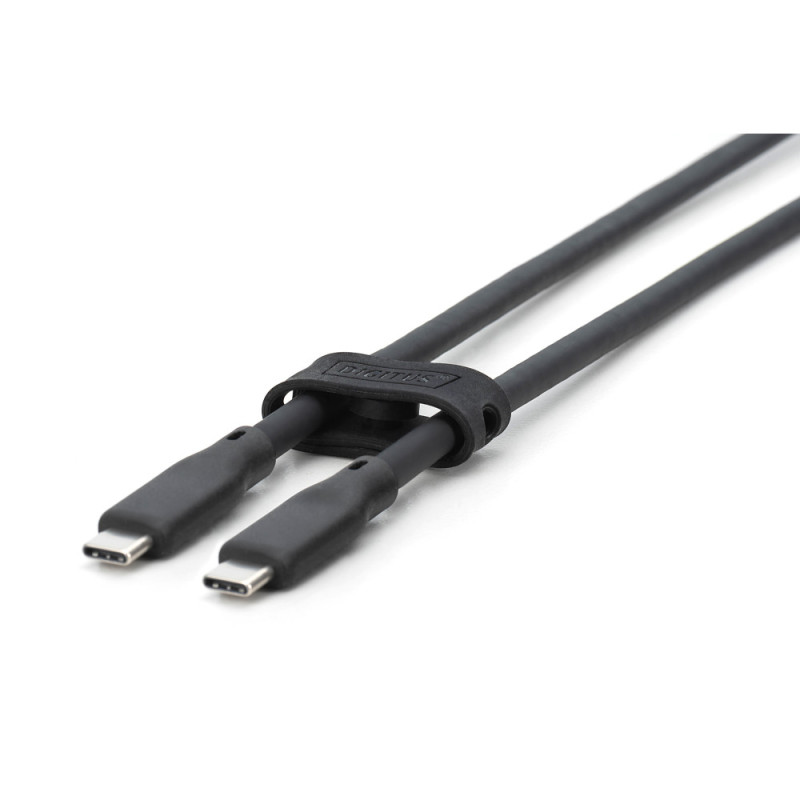 Digitus USB Silicone connection cable, USB-C - USB-C 1m, USB 3.2 Gen2, 10G, 4K, 100W, black (AK-300342-010-S)