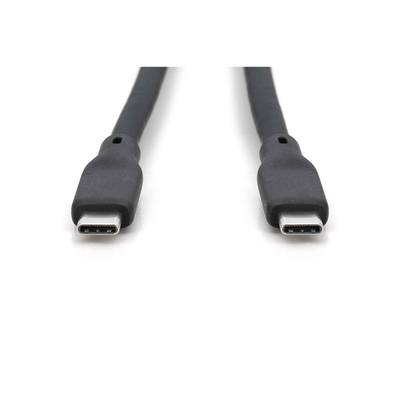 Digitus USB Silicone connection cable, USB-C - USB-C 1m, USB 3.2 Gen2, 10G, 4K, 100W, black (AK-300342-010-S)