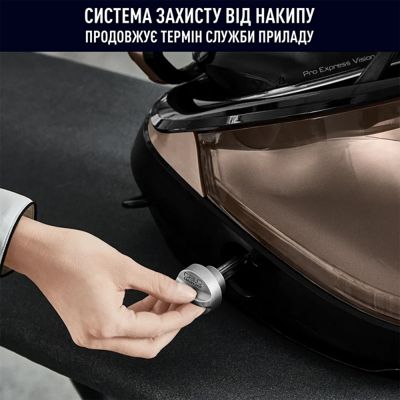 Tefal Утюг-парогенератор Pro Express Vision, 3000Вт, 1800мл, паровой удар -800гр, постоянный пар - 180гр, керам. подошва, черно-золотой (GV9823E1)