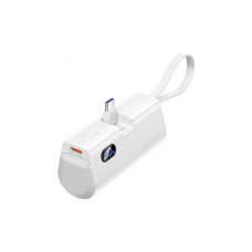Батарея універсальна Vention 4800mAh 22,5W PD, USB-C In/Out, LED display, with built-in USB-C cable White (FHQW0)