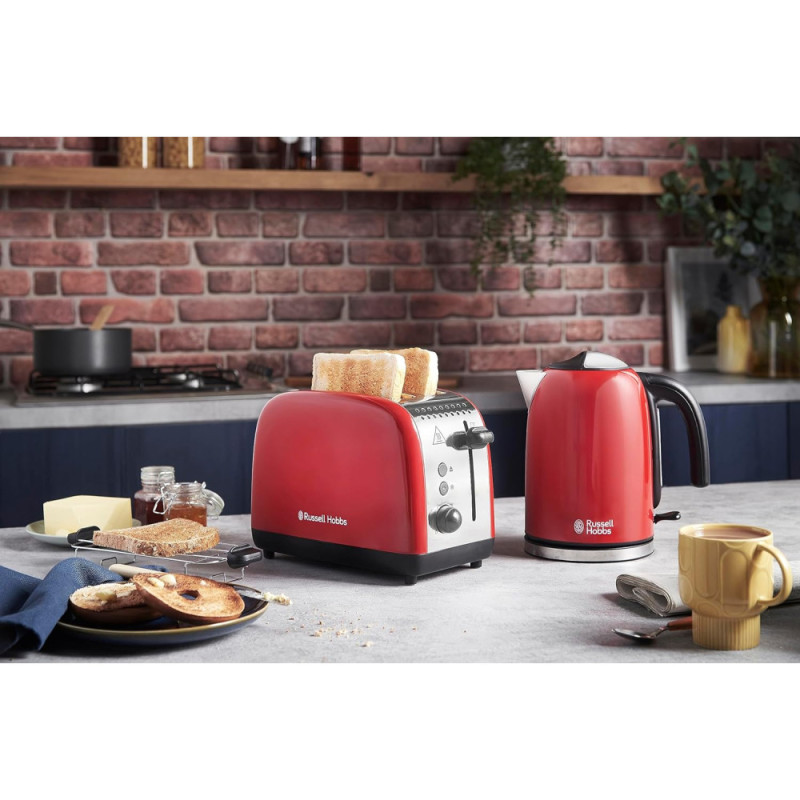 Russell Hobbs Toaster Colours Plus, 1600W, inoxав., heating, defrosting, red (26554-56)