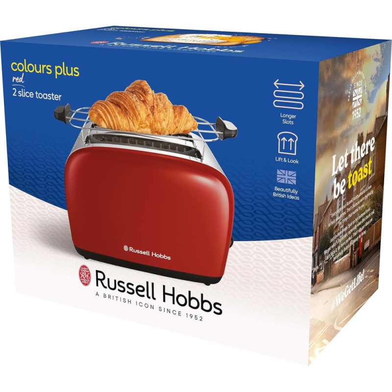 Russell Hobbs Toaster Colours Plus, 1600W, inoxав., heating, defrosting, red (26554-56)