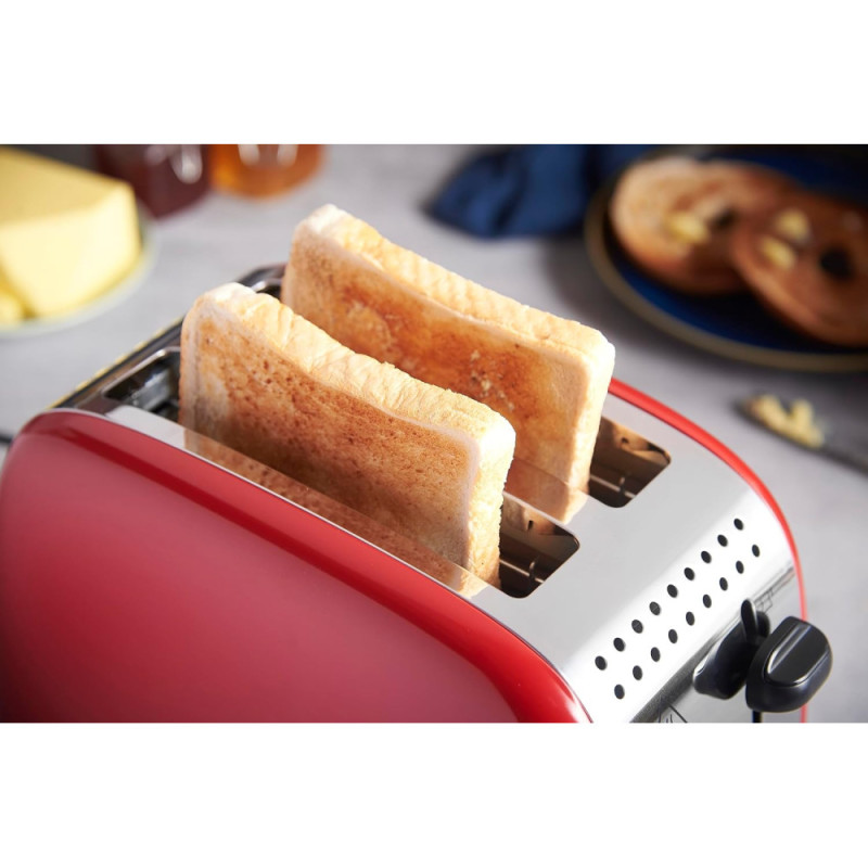 Russell Hobbs Toaster Colours Plus, 1600W, inoxав., heating, defrosting, red (26554-56)