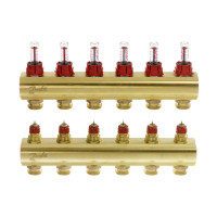 Danfoss Коллектор FHF 6+6 с ротаметрами, латунь (088U0526)