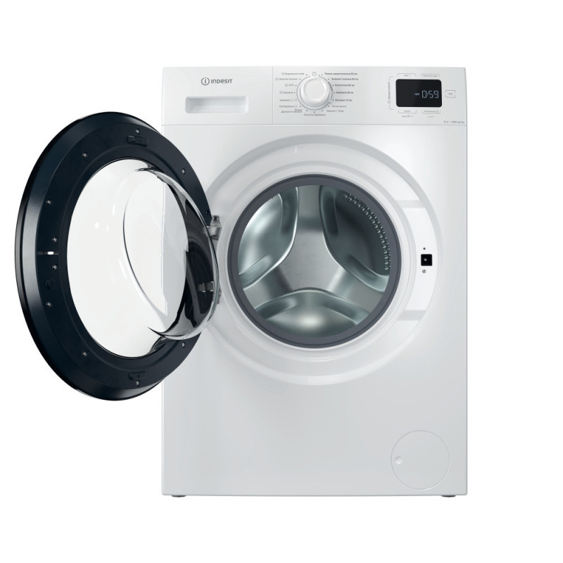 Indesit WM front load, 6kg, 1200, A+++, 44.6cm, display, steam, invertor, black door, white (IM602BMYTIMEUA)