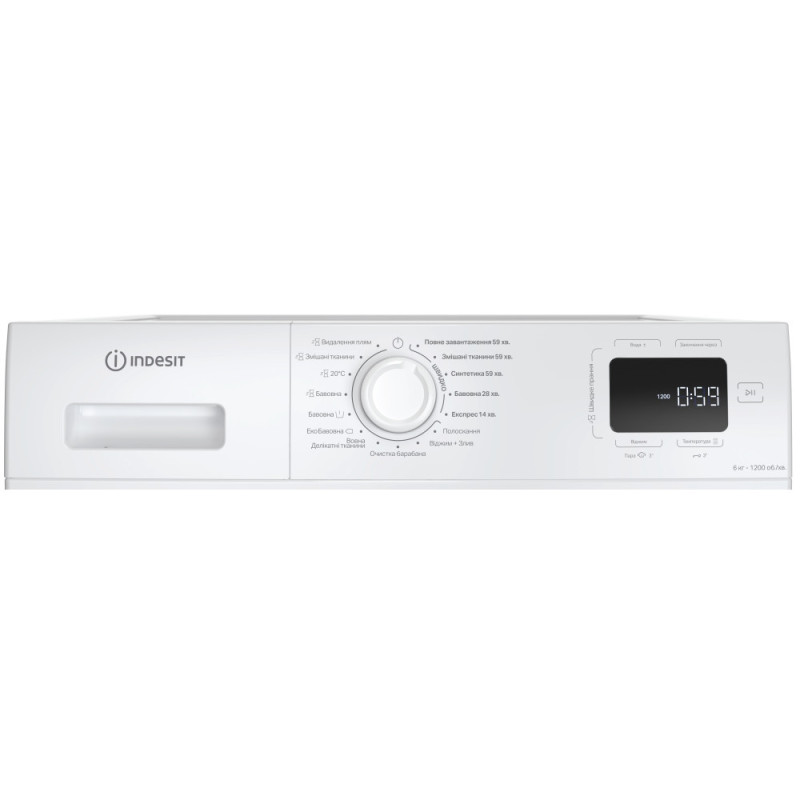 Indesit WM front load, 6kg, 1200, A+++, 44.6cm, display, steam, invertor, black door, white (IM602BMYTIMEUA)