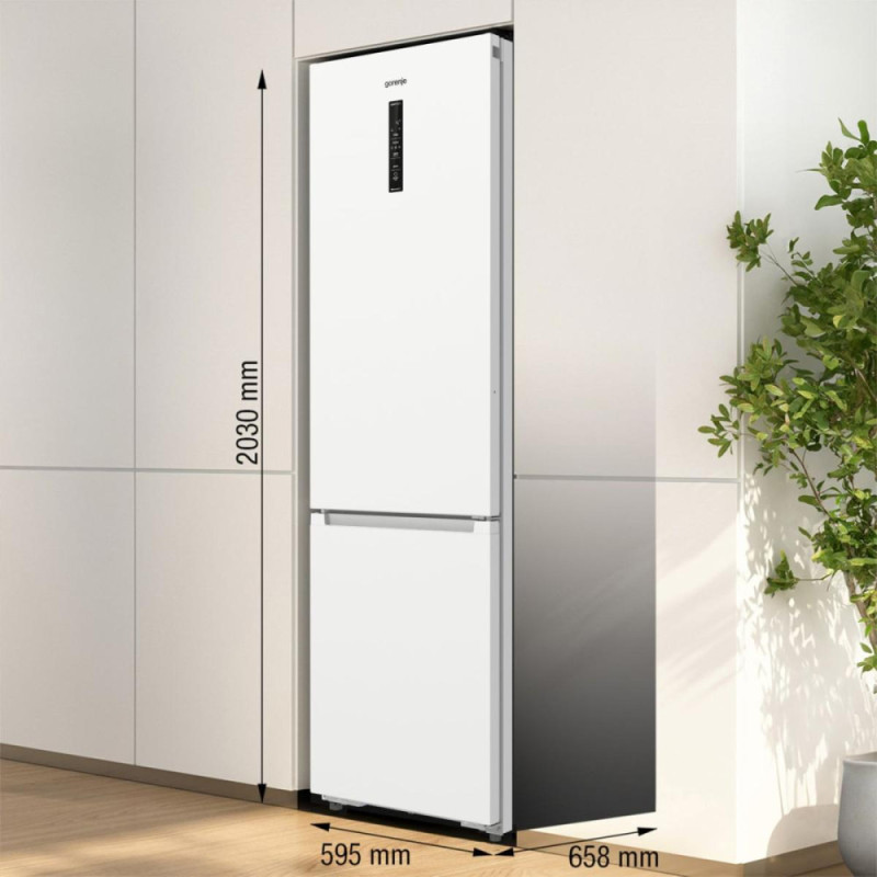Gorenje BF Ref, 203x66x60sm, 2 doors., 283(130) L, А+, Total NF, Fresh zone, Invertor, Ext. display, Wi-Fi, white (NRB620E61W4WFE)