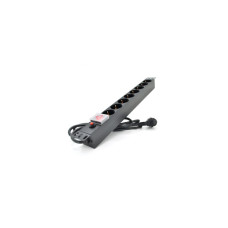 Силовий блок 19" 8 розеток, кабель 1.8м, вимикач, алюм. корпус PiPo (PP8PDUBTGR)