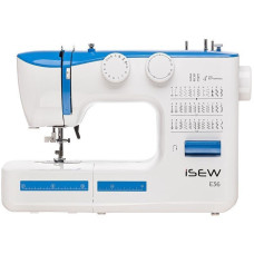 Janome iSEW Sewing machine E36, electromechanical, 62W, 36 sewing operations, loop semi-automatic, white+blue (ISEW-E36)