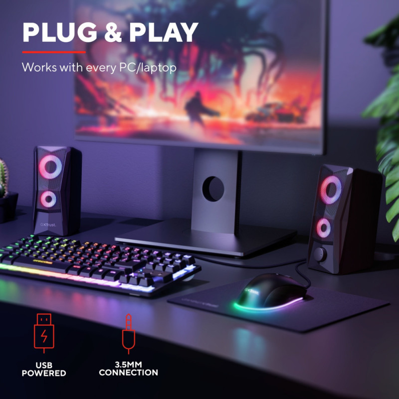 Trust Акустична система GXT 606 Javv 2.0, USB/AUX, RGB, чорний (25108_TRUST)