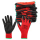 Neo Tools work gloves set of 12, polyester with latex coating, size 8, red-black (97-645-8)