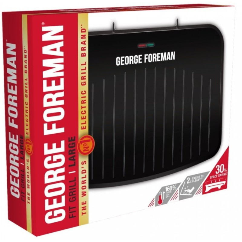 Russell Hobbs Гриль Foreman прижимной Fit Grill Large 2400Вт, темп. режимов-1, пластик, черный (25820-56)