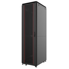 MIRSAN Шафа 19", 26U, GTV, скляні двері, 600x1000 мм, максимально 2000 кг, чорна (MR.GTV26U61DE.01)