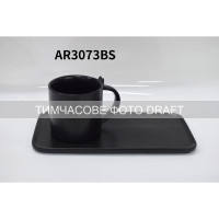 ARDESTO Set cup and saucer, 250ml, new bone china, black (AR3073BS)