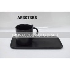ARDESTO Set cup and saucer, 250ml, new bone china, black (AR3073BS)