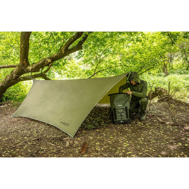Neo Tools Tarpaulin, waterproof tarpaulin, polyester 210T, 360x290cm, olive (63-130)