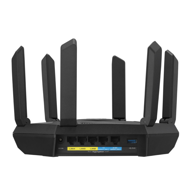 ASUS Маршрутизатор RT-AXE7800 Wi-Fi 6E 3xGE LAN 1xGE WAN 1x2.5GE LAN/WAN 1xUSB3.2 MU-MIMO OFDMA MESH gaming (90IG07B0-MU9B00)