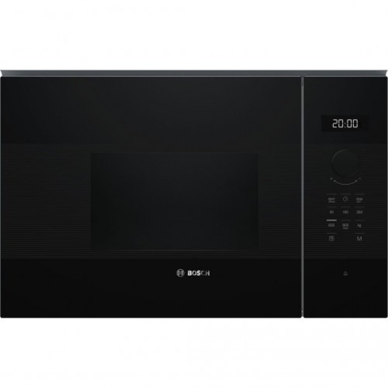Bosch Мікрохвильова піч вбудована, 20л, електр. керув., 800Вт, дисплей, чорний (BFL524MB2)