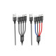 Дата кабель USB 2.0 AM to Lightning + Micro 5P + USB-C 1.0m 2A nylon X76 black+red+blue HOCO (6931474768650)