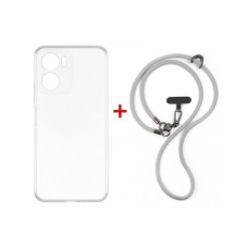 Чехол для мобильного телефона Dengos Case + Cross-body Strap Motorola G06/G06 Power Clear+Grey (DG-KM-CCRB-29)