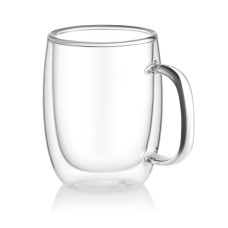 ARDESTO Double wall mug set with handle, 350ml, 2pcs, borosilicate glass, transparent (AR2635BWH)