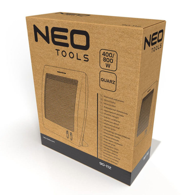 Neo Tools Обігрівач інфрачервоний, 800Вт, кварцовий нагрів. елемент, білий (90-112)