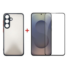 Чехол для мобильного телефона Dengos Matte Kit for Samsung Galaxy S25 FE case + glass Black (DG-KM-168)