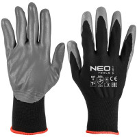 Neo Tools Рукавички робочі Neo Tools поліестер з нітриловим покриттям, р.7, сіро-чорний (97-647K-7)