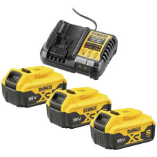 DeWALT Набір акумулятора та зарядного пристрою XR Li-Ion 10.8В/12В/18В/54В 18В акб 3х5А·год 4А 0.5кг (DCB1104P3)