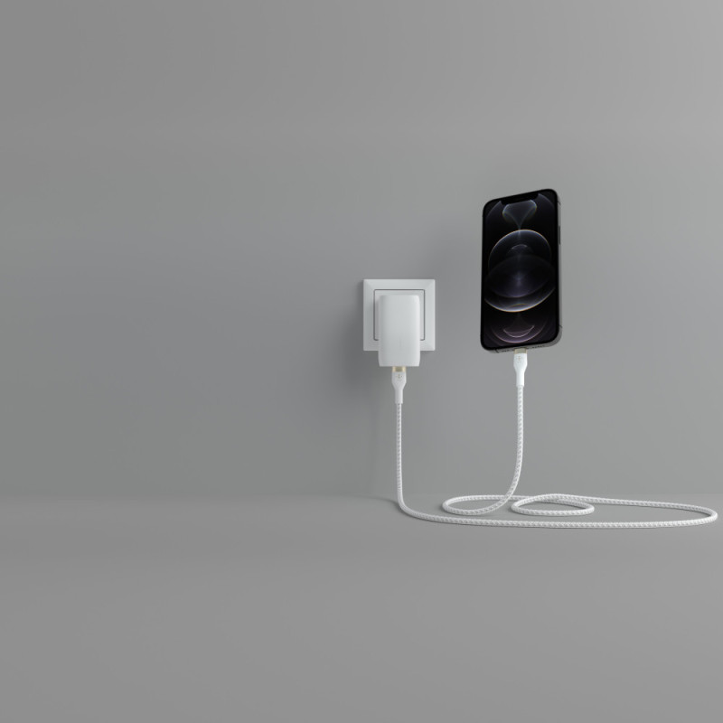 Belkin Cable USB-С - Lightning BRAIDED SILICONE 1m White (CAA011BT1MWH)