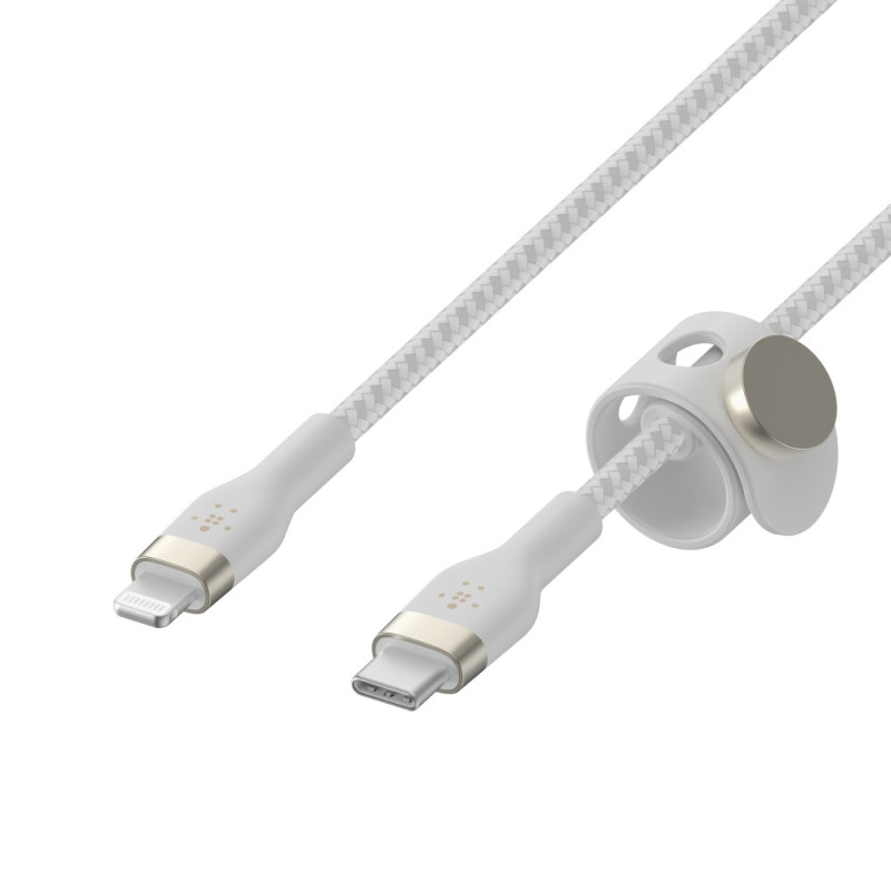 Belkin Cable USB-С - Lightning BRAIDED SILICONE 1m White (CAA011BT1MWH)