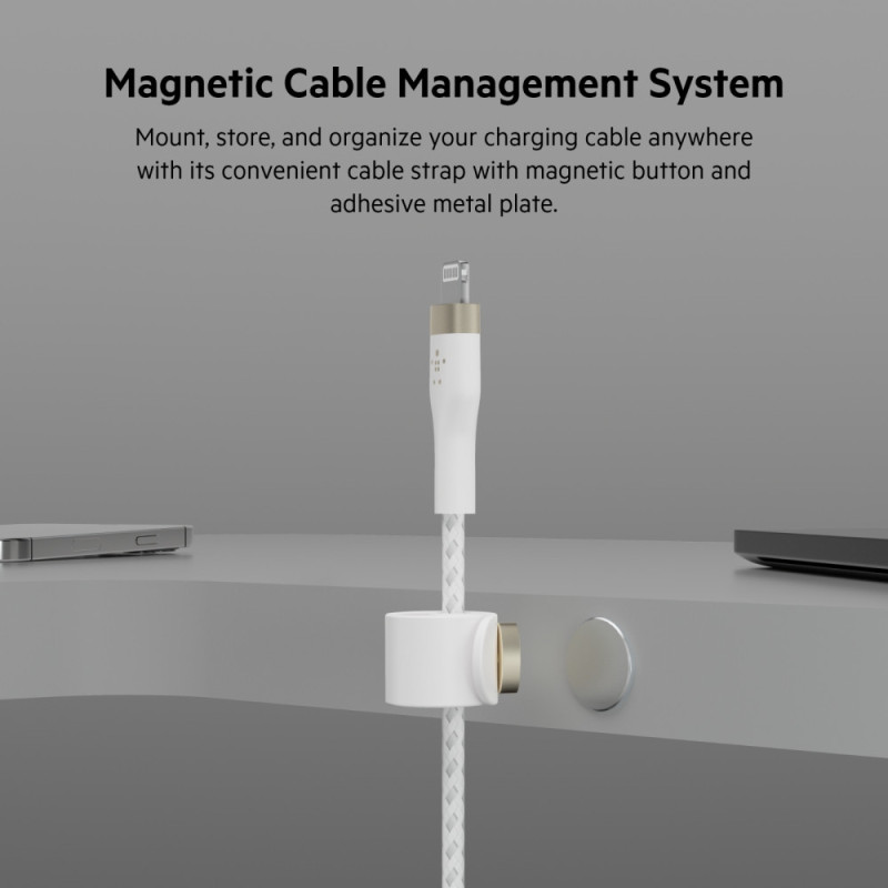 Belkin Cable USB-С - Lightning BRAIDED SILICONE 1m White (CAA011BT1MWH)