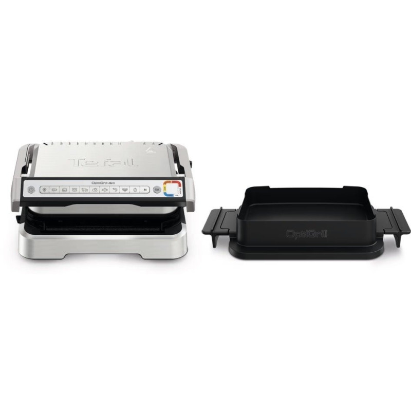 Tefal Grill clamping OptiGrill 4in1 Inox, 2100W, temp. regimes-4, removable plates, metal (GC774D30)