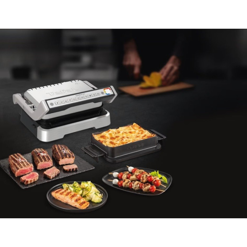 Tefal Grill clamping OptiGrill 4in1 Inox, 2100W, temp. regimes-4, removable plates, metal (GC774D30)